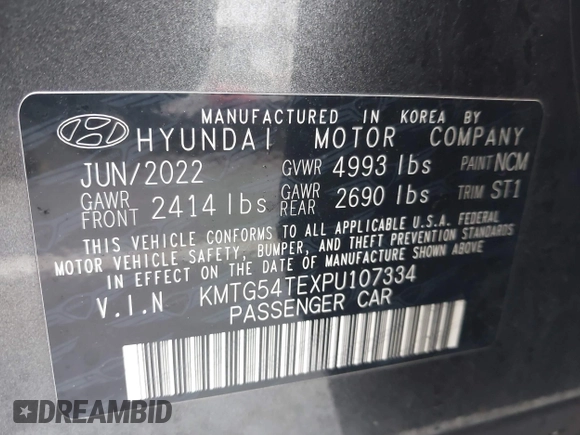 2023 Genesis G70 3.3T with VIN KMTG54TEXPU107334, listed as a IAAI auction lot 41565440 with 19,816 mi miles and . Bid and sale history available at carsss.com. Image 9.