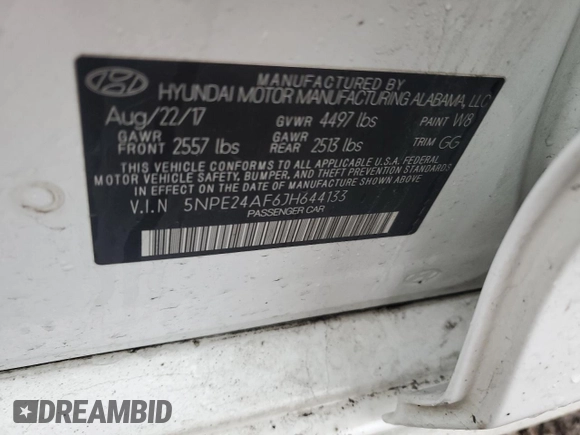 2018 Hyundai Sonata SE with VIN 5NPE24AF6JH644133, listed as a Copart auction lot 46839335 with 94,351 mi miles and Salvage Title. Bid and sale history available at carsss.com. Image 12.