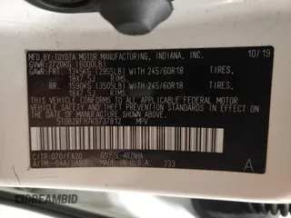 2019 Toyota Highlander LE with VIN 5TDBZRFH7KS737812, listed as a Copart auction lot 42648664 with 42,251 mi miles and Non repairable. Bid and sale history available at DreamBid. Image 13.