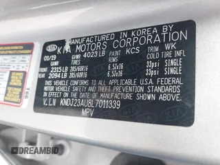 2020 Kia Soul LX with VIN KNDJ23AU8L7011339, listed as a IAAI auction lot 41179070 with 107,072 mi miles. Bid and sale history available at carsss.com. Image 9.