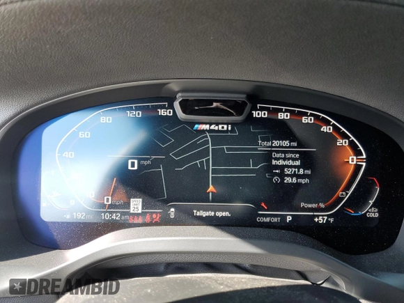 2023 BMW X4 M40i with VIN 5UX43DT0XP9R99758, listed as a Copart auction lot 44651255 with 20,105 mi miles and Salvage Title. Bid and sale history available at carsss.com. Image 9.