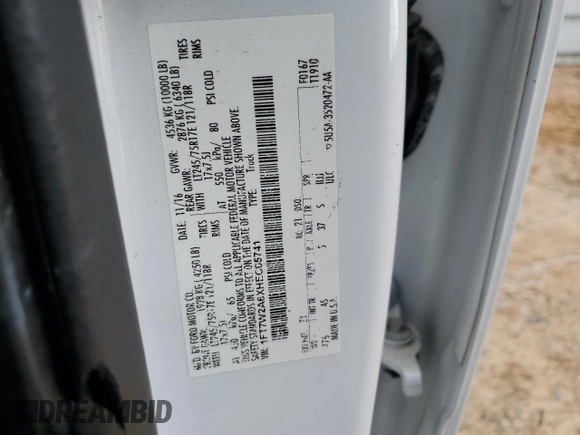 2017 Ford F-250 XL с VIN 1FT7W2A6XHEC05741, выставлен на аукционе Copart как лот 42012215 с пробегом 267 877 миль миль и Списание • Salvage title. История ставок и продаж доступна на DreamBid. Изображение 14.
