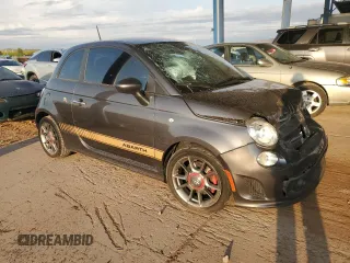 2015 FIAT 500 Abarth with VIN 3C3CFFFHXFT597430, listed as a Copart auction lot 55706425 with 67,026 mi miles and Salvage title. Bid and sale history available at DreamBid. Image 4.