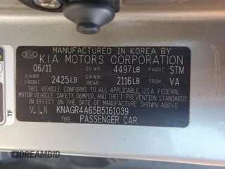 2011 Kia Optima SX z VIN KNAGR4A65B5161039, wystawiony jako Copart lot #57889545 z przebiegiem Nie podano mil oraz Szkoda całkowita • Salvage title. Historia ofert i sprzedaży dostępna na DreamBid. Obrazek 13.