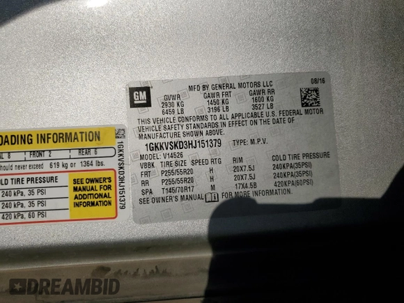 2017 GMC Acadia Limited Limited with VIN 1GKKVSKD3HJ151379, listed as a Copart auction lot 73592804 with 94,470 mi miles and Salvage Title. Bid and sale history available at carsss.com. Image 14.