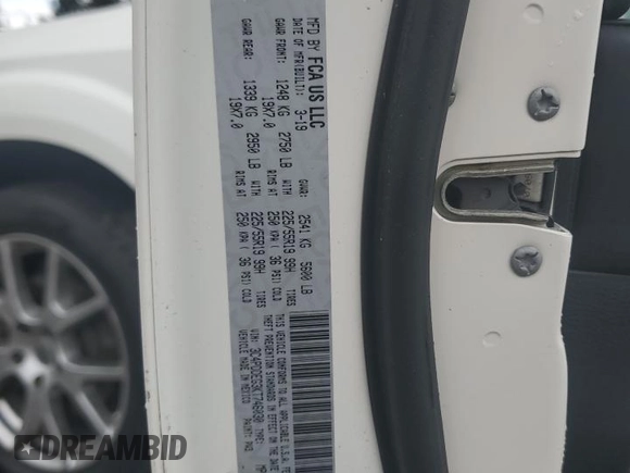 2019 Dodge Journey GT with VIN 3C4PDDEG3KT746030, listed as a Copart auction lot 55868215 with 89,276 mi miles and Salvage title. Bid and sale history available at DreamBid. Image 13.