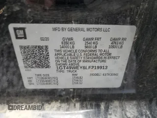 2020 GMC Sierra 3500HD Denali z VIN 1GT49WEY6LF219913, wystawiony jako Copart lot #81090434 z przebiegiem 87 356 mil mil oraz Czysty tytuł • Clean title. Historia ofert i sprzedaży dostępna na DreamBid. Obrazek 12.