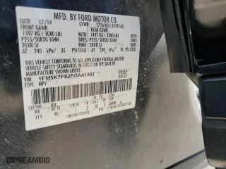 2015 Ford Explorer Limited with VIN 1FM5K7F82FGA41392, listed as a Copart auction lot 47370875 with 155,590 mi miles and Salvage Title. Bid and sale history available at carsss.com. Image 16.