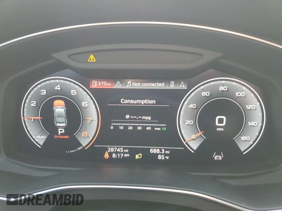 2019 Audi A7 Prestige with VIN WAUV2AF29KN037341, listed as a Copart auction lot 63105854 with 28,745 mi miles and Salvage Title. Bid and sale history available at carsss.com. Image 9.