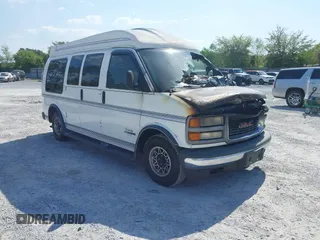1996 GMC Savana Cargo Van YF7 with VIN 1GDFG15R5T1029670, listed as a IAAI auction lot 42005856 with 1 mi miles. Bid and sale history available at carsss.com. Image 1.