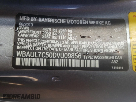 2013 BMW 1 Series 128i z VIN WBAUL7C50DVU09856, wystawiony jako Copart lot #62916024 z przebiegiem 114 529 mil mil oraz Szkoda całkowita • Salvage title. Historia ofert i sprzedaży dostępna na DreamBid. Obrazek 12.