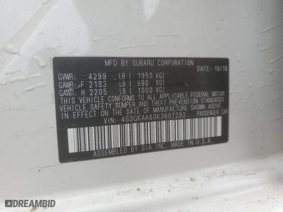 2019 Subaru Impreza with VIN 4S3GKAA60K3607292, listed as a Copart auction lot 53714965 with 41,972 mi miles and Salvage Title. Bid and sale history available at carsss.com. Image 13.