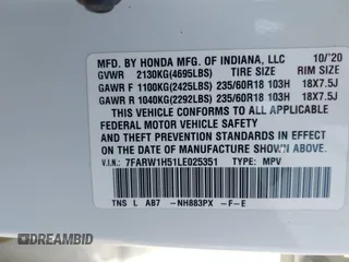 2020 Honda CR-V EX with VIN 7FARW1H51LE025351, listed as a IAAI auction lot 42049979 with 83,211 mi miles and . Bid and sale history available at DreamBid. Image 9.
