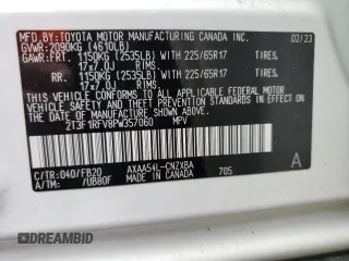2023 Toyota RAV4 LE с VIN 2T3F1RFV8PW357060, выставлен на аукционе Copart как лот 55120095 с пробегом 43 104 миль миль и Списание • Salvage title. История ставок и продаж доступна на DreamBid. Изображение 13.