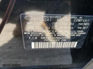 2022 Hyundai Sonata SEL with VIN KMHL64JA0NA232041, listed as a Copart auction lot 46581185 with 184,703 mi miles and Non Repairable. Bid and sale history available at carsss.com. Image 12.