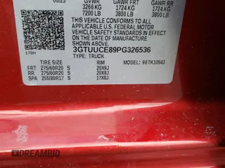 2023 GMC Sierra 1500 Elevation z VIN 3GTUUCE89PG326536, wystawiony jako Copart lot #49382434 z przebiegiem 20 359 mil mil oraz Szkoda całkowita • Salvage title. Historia ofert i sprzedaży dostępna na DreamBid. Obrazek 14.