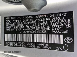 2021 Toyota Prius L Eco z VIN JTDKAMFU0M3140335, wystawiony jako Copart lot #61955845 z przebiegiem 96 071 mil mil oraz Czysty tytuł • Clean title. Historia ofert i sprzedaży dostępna na DreamBid. Obrazek 12.