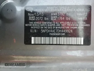 2013 Hyundai Elantra Limited with VIN 5NPDH4AE7DH449924, listed as a Copart auction lot 45911945 with 108,559 mi miles and Salvage Title. Bid and sale history available at DreamBid. Image 13.