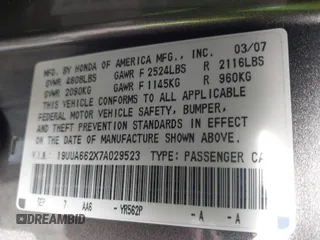 2007 Acura TL with VIN 19UUA662X7A029523, listed as a IAAI auction lot 41946286 with 125,564 mi miles. Bid and sale history available at carsss.com. Image 9.