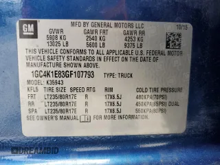 2016 Chevrolet Silverado 3500HD High Country с VIN 1GC4K1E83GF107793, выставлен на аукционе Copart как лот 59901405 с пробегом 325 997 миль миль и Списание • Salvage title. История ставок и продаж доступна на DreamBid. Изображение 12.