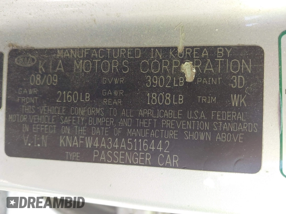 2010 Kia Forte SX с VIN KNAFW4A34A5116442, выставлен на аукционе IAAI как лот 42202552 с пробегом 133 303 миль миль и . История ставок и продаж доступна на DreamBid. Изображение 9.