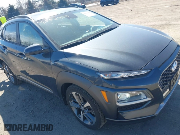 2021 Hyundai Kona Ultimate with VIN KM8K5CA51MU730340, listed as a IAAI auction lot 41662900 with 63,660 mi miles and . Bid and sale history available at carsss.com. Image 1.
