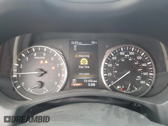 2019 Infiniti Q50 3.0t Signature Edition with VIN JN1EV7AP1KM543075, listed as a Copart auction lot 88492705 with 73,103 mi miles and Non Repairable. Bid and sale history available at carsss.com. Image 9.
