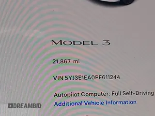 2023 Tesla Model 3 z VIN 5YJ3E1EA0PF611244, wystawiony jako IAAI lot #41455102 z przebiegiem 21 867 mil mil oraz . Historia ofert i sprzedaży dostępna na DreamBid. Obrazek 16.