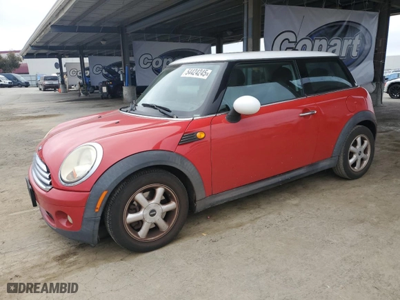 2010 MINI Cooper Hardtop with VIN WMWMF3C52ATZ63438, listed as a Copart auction lot 54424245 with 107,201 mi miles and Clean Title. Bid and sale history available at carsss.com. Image 1.