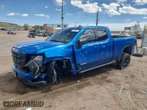 2023 GMC Sierra 1500 z VIN 1GTVUCE8XPZ279151, wystawiony jako Copart lot #53349085 z przebiegiem 41 378 mil mil oraz Szkoda całkowita • Salvage title. Historia ofert i sprzedaży dostępna na DreamBid. Obrazek 1.