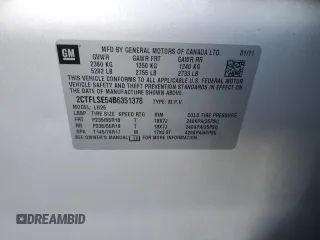 2011 GMC Terrain SLE-2 with VIN 2CTFLSE54B6351378, listed as a Copart auction lot 88133035 with 94,157 mi miles and Salvage Title. Bid and sale history available at carsss.com. Image 12.