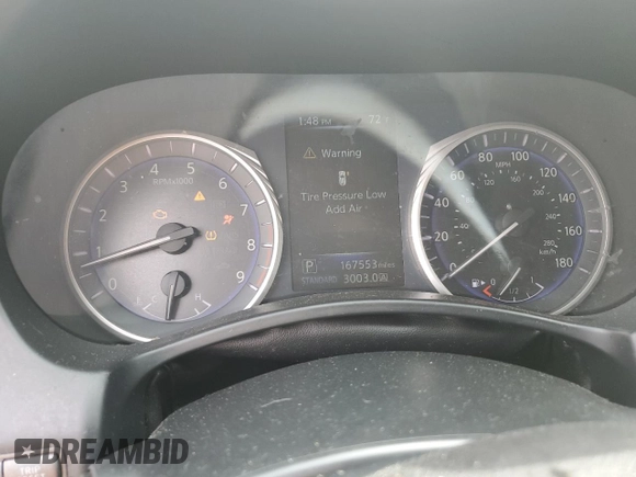 2015 Infiniti Q50 Premium with VIN JN1BV7AR6FM415683, listed as a Copart auction lot 54674435 with 167,553 mi miles and Salvage Title. Bid and sale history available at DreamBid. Image 9.