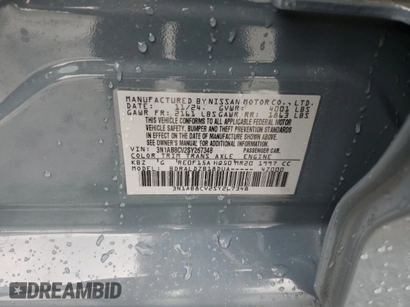 2025 Nissan Sentra SV z VIN 3N1AB8CV2SY267348, wystawiony jako Copart lot #54472065 z przebiegiem 1 780 mil mil oraz Szkoda całkowita • Salvage title. Historia ofert i sprzedaży dostępna na DreamBid. Obrazek 12.