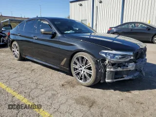 2018 BMW 5 Series M550i xDrive with VIN WBAJB9C55JG463848, listed as a Copart auction lot 48485765 with 47,078 mi miles and Salvage Title. Bid and sale history available at carsss.com. Image 4.