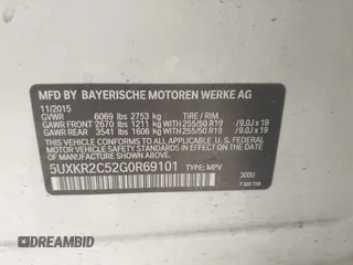 2016 BMW X5 sDrive35i with VIN 5UXKR2C52G0R69101, listed as a IAAI auction lot 41807519 with 1 mi miles. Bid and sale history available at carsss.com. Image 9.
