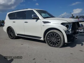 2020 Nissan Armada Platinum with VIN JN8AY2NF5L9360651, listed as a Copart auction lot 80011224 with 28,093 mi miles and Salvage Title. Bid and sale history available at carsss.com. Image 4.