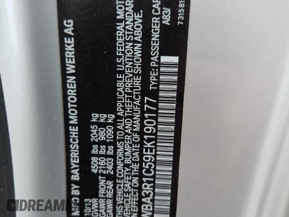 2014 BMW 4 Series 435i с VIN WBA3R1C59EK190177, выставлен на аукционе Copart как лот 62924295 с пробегом 80 381 миль миль и Списание • Salvage title. История ставок и продаж доступна на DreamBid. Изображение 12.