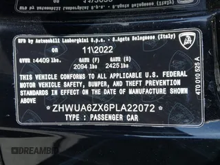 2023 Lamborghini Huracan с VIN ZHWUA6ZX6PLA22072, выставлен на аукционе IAAI как лот 42204169 с пробегом 2 978 миль миль и . История ставок и продаж доступна на DreamBid. Изображение 9.