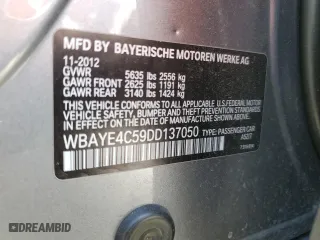 2013 BMW 7 Series 740Li with VIN WBAYE4C59DD137050, listed as a Copart auction lot 71686644 with 140,685 mi miles and Clean Title. Bid and sale history available at carsss.com. Image 12.