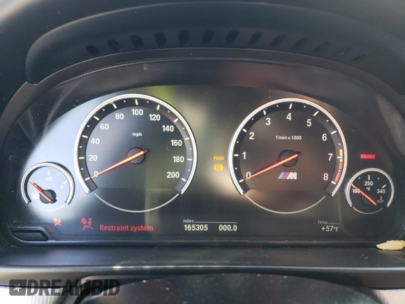 2015 BMW M5 with VIN WBSFV9C57FD594703, listed as a Copart auction lot 37756913 with 165,305 mi miles. Bid and sale history available at carsss.com. Image 9.