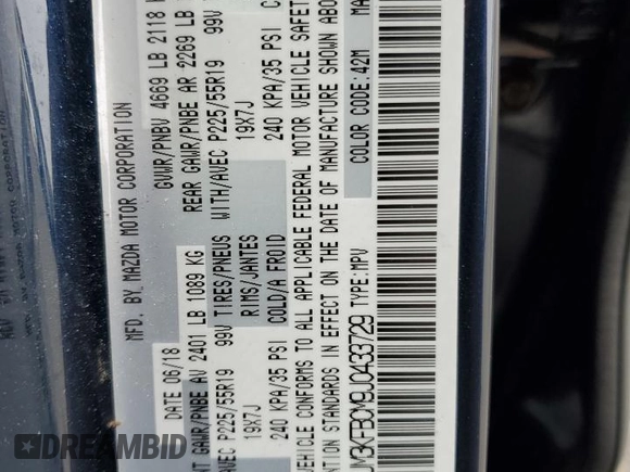 2018 Mazda CX-5 Touring with VIN JM3KFBCM9J0433729, listed as a Copart auction lot 49945515 with 143,064 mi miles and Salvage Title. Bid and sale history available at carsss.com. Image 13.