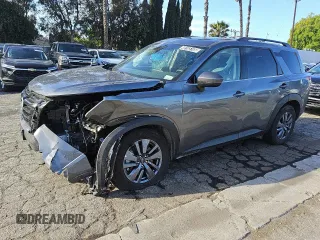 2025 Nissan Pathfinder SV with VIN 5N1DR3BA6SC210923, listed as a Copart auction lot 49185185 with 9,956 mi miles and Salvage title. Bid and sale history available at DreamBid. Image 1.