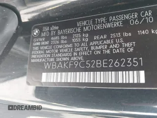 2011 BMW 3 Series 335i xDrive with VIN WBAKF9C52BE262351, listed as a IAAI auction lot 42178686 with 149,108 mi miles and . Bid and sale history available at DreamBid. Image 9.