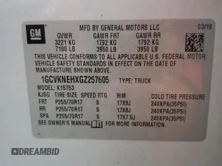 2016 Chevrolet Silverado 1500 Work Truck with VIN 1GCVKNEHXGZ257605, listed as a Copart auction lot 81805284 with 159,587 mi miles and Salvage Title. Bid and sale history available at carsss.com. Image 12.