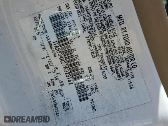 2007 Ford Focus S with VIN 1FAHP34N27W323162, listed as a Copart auction lot 56354725 with 108,427 mi miles and Clean title. Bid and sale history available at DreamBid. Image 12.