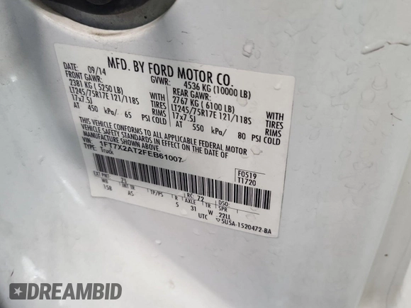 2015 Ford F-250 XLT with VIN 1FT7X2AT2FEB61007, listed as a IAAI auction lot 42663794 with 303,185 mi miles and . Bid and sale history available at DreamBid. Image 23.