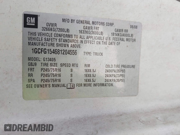 2008 Chevrolet Express Cargo with VIN 1GCFG154681204556, listed as a IAAI auction lot 41928049 with 171,171 mi miles and . Bid and sale history available at DreamBid. Image 9.