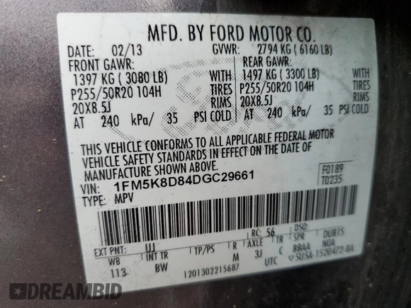 2013 Ford Explorer XLT z VIN 1FM5K8D84DGC29661, wystawiony jako Copart lot #59474795 z przebiegiem 139 348 mil mil oraz Czysty tytuł • Clean title. Historia ofert i sprzedaży dostępna na DreamBid. Obrazek 13.