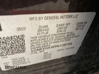 2022 Chevrolet Traverse LT Cloth with VIN 1GNEVGKW9NJ180766, listed as a IAAI auction lot 42168989 with 112,161 mi miles. Bid and sale history available at carsss.com. Image 1.