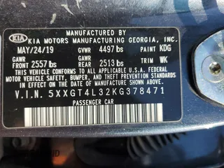 2019 Kia Optima LX with VIN 5XXGT4L32KG378471, listed as a Copart auction lot 66135695 with 79,261 mi miles and Clean title. Bid and sale history available at DreamBid. Image 12.